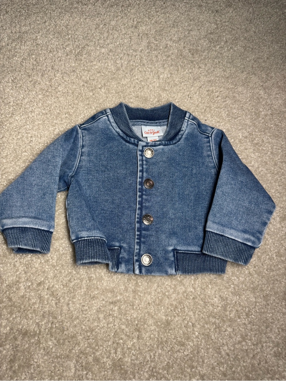 Cat & Jack Baby Denim Bomber Jacket Newborn Blue NWOT